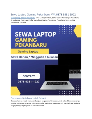 Sewa Laptop Sewa Laptop Gaming Pekanbaru, WA 0878 9381 1922