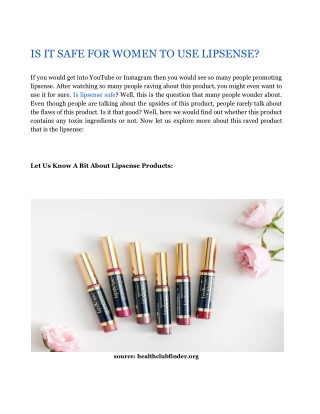 IS IT SAFE FOR WOMEN TO USE LIPSENSE_