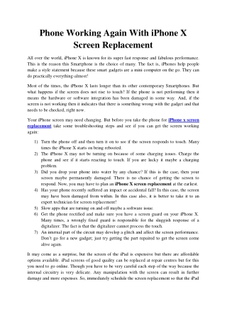 Phone Working Again With iPhone X Screen Replacement