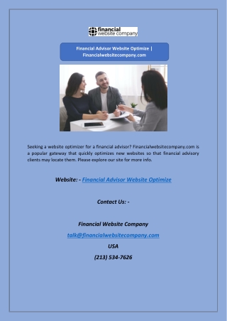 Financial Advisor Website Optimize | Financialwebsitecompany.com