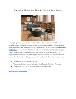 Furniture Financing: How to Get the Best Deals