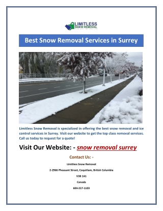 Best Snow Removal Services in Surrey