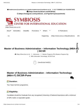 Masters in Information Technology _ MBA IT _ SCIE Pune