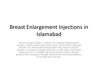 Breast Enlargement Injections in Islamabad