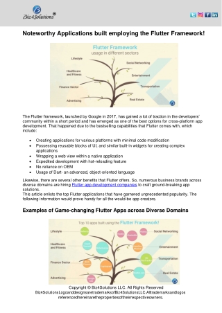 Noteworthy Applications built employing the Flutter Framework!