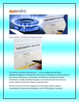 Gas Safety Certificate Manchester