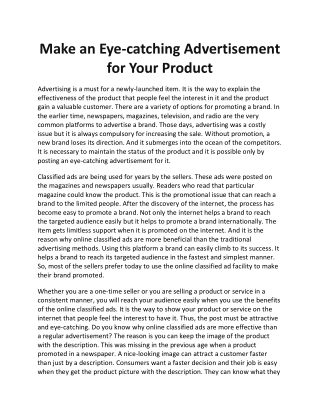 Make an Eye-catching Advertisement For Your Product