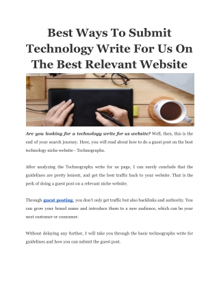 Best Ways To Submit Technology Write For Us On The Best Relevant Website