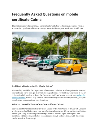 Frequently Asked Questions on mobile certificate Cairns