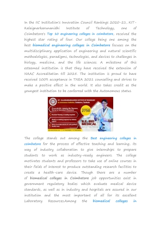 To prepare students to work as industry ready engineers, Join KIT