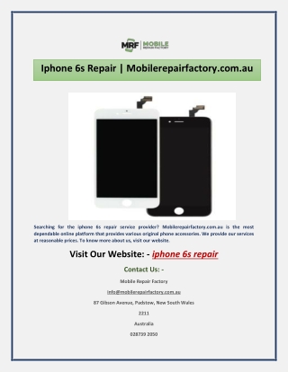 Iphone 6s Repair | Mobilerepairfactory.com.au