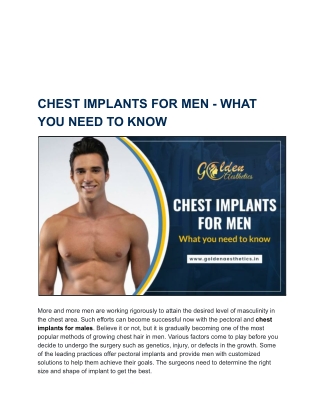 CHEST IMPLANTS FOR MEN - WHAT YOU NEED TO KNOW