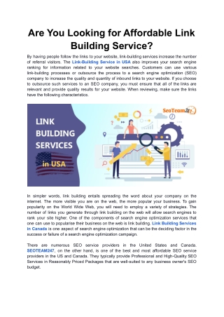 Are You Looking for Affordable Link Building Service
