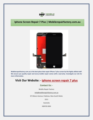Iphone Screen Repair 7 Plus | Mobilerepairfactory.com.au