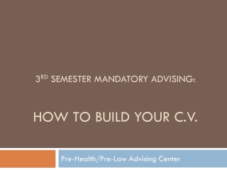3 RD SEMESTER MANDATORY ADVISING: HOW TO BUILD YOUR C.V.