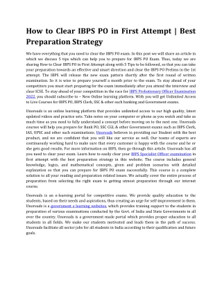 How toClear  IBPS  PO inFirst  Attempt  |  Best Preparation Strategy