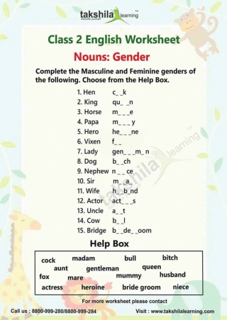 English Grammar Nouns-Gender