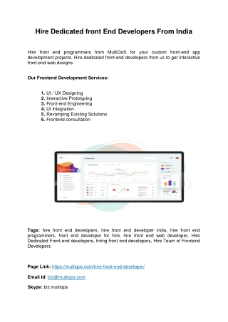 Hire Dedicated front End Developers From Leading Mobile And Web Development Comp