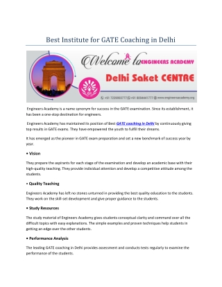 GATE coaching in Delhi for Exam Preparation