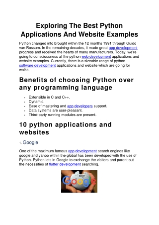 Exploring The Best Python Applications And Website Examples