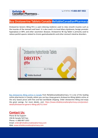 Buy Drotaverine Tablets Canada