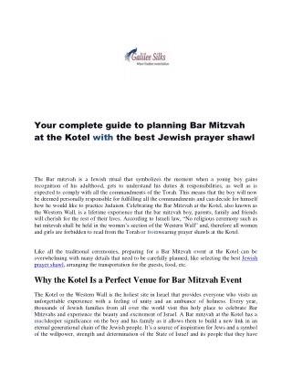 Your complete guide to planning Bar Mitzvah at the Kotelwith the best Jewish pra