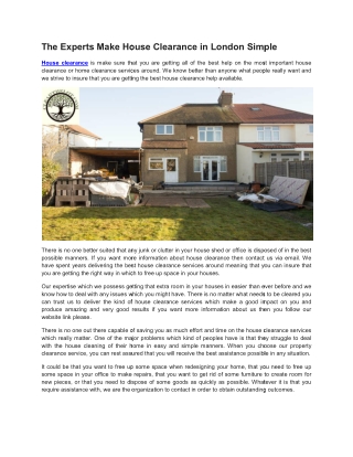 The Experts Make House Clearance in London Simple