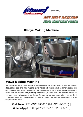 Khoya Making Machine