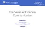 The Value of Financial Communication Presented by: James Chandler Weber Shandwick Square Mile 10 May 2005