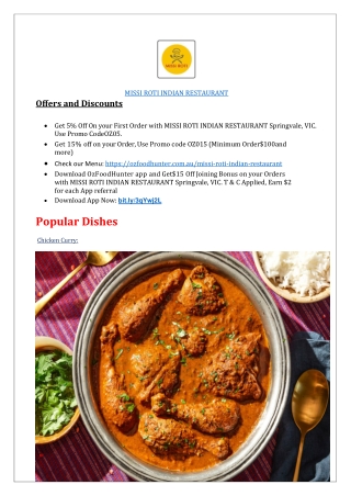 $5 off-  Missi Roti Indian Restaurant Springvale Menu,VIC
