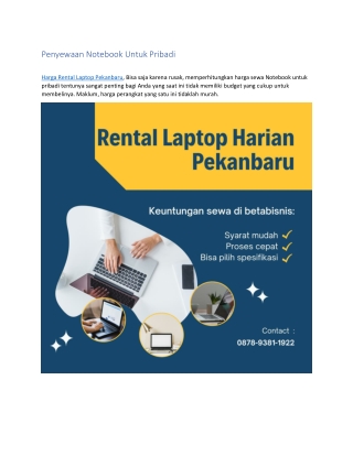 Rental Laptop Harian Pekanbaru, WA 0878 9381 1922
