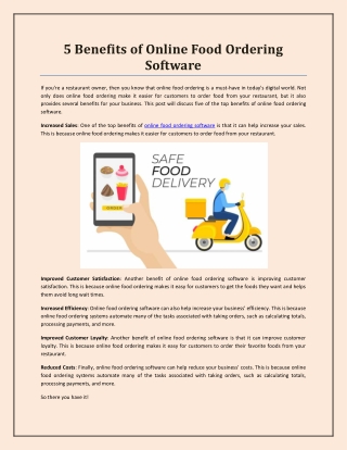 5 Benefits of Online Food Ordering Software