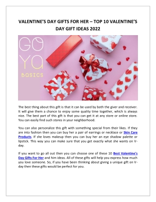 Valentine’s Day Gifts For Her – Top 10 Valentine’s Day Gift Ideas 2022
