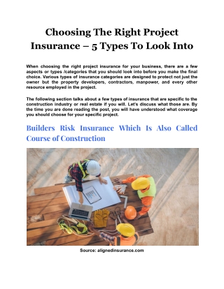 Choosing The Right Project Insurance – 5 Types To Look Into