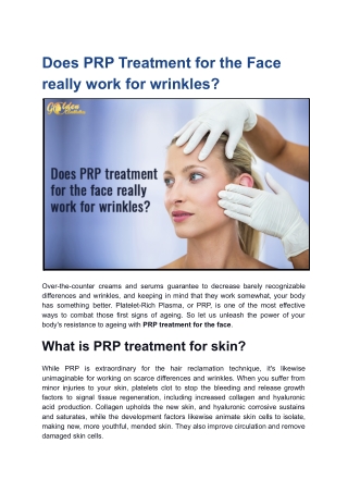 DOES PRP TREATMENT FOR THE FACE REALLY WORK FOR WRINKLES
