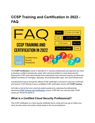 CCSP Training and Certification in 2022 - FAQ