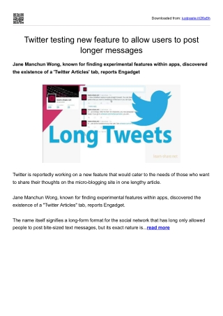 Twitter testing new feature to allow users to post longer messages