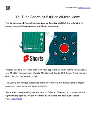 YouTube Shorts hit 5 trillion all-time views