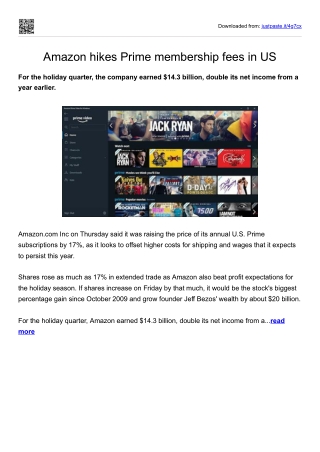 Amazon hikes Prime membership fees in US