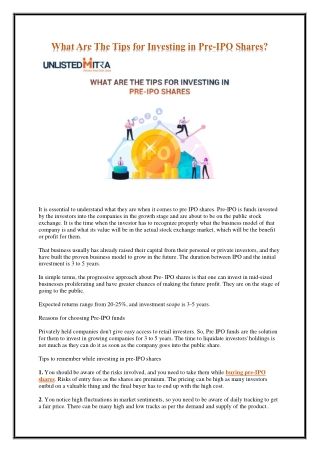 What Are The Tips for Investing in Pre-IPO Shares