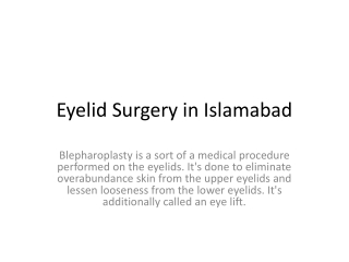 Eyelid Surgery in Islamabad
