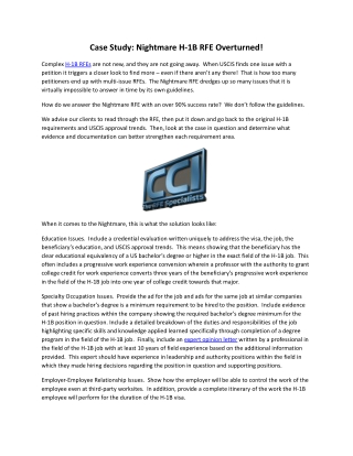 Case Study Nightmare H-1B RFE Overturned!.docx