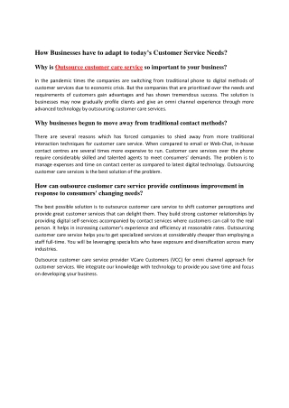 Why is Outsource customer care service so important to your business-converted
