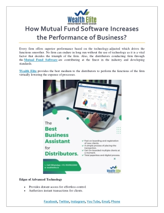How Mutual Fund Software Increases the Performance of Business