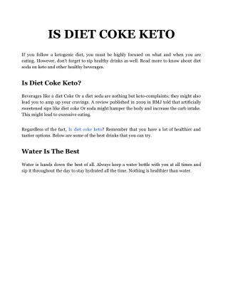 IS DIET COKE KETO