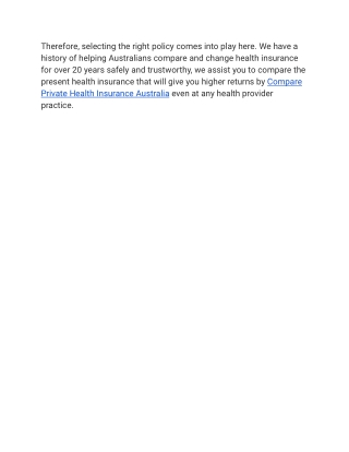 Compare Private Health Insurance Australia