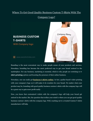 Get Good Quality Business Custom T-Shirts With Company Logo