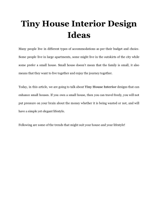 Tiny House Interior Design Ideas