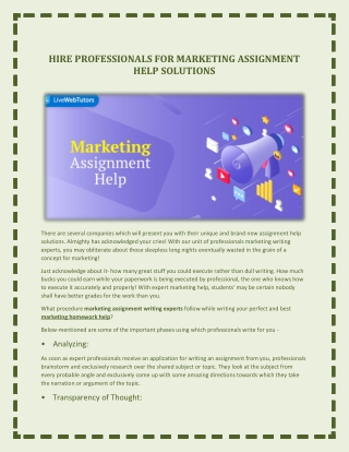 Get the affordable Marketing Assignment Help in the USA