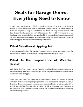 Seals for Garage Doors_ Everything Need to Know